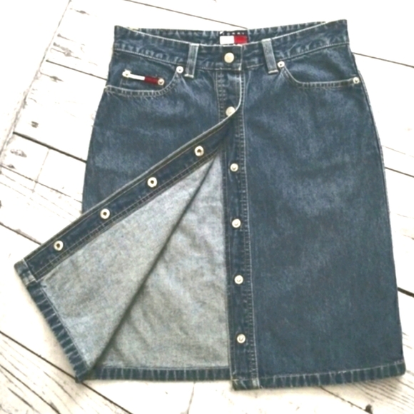 ♦️VINTAGE Tommy Jeans Snap Button Denim Skirt♦️ - Picture 3 of 7